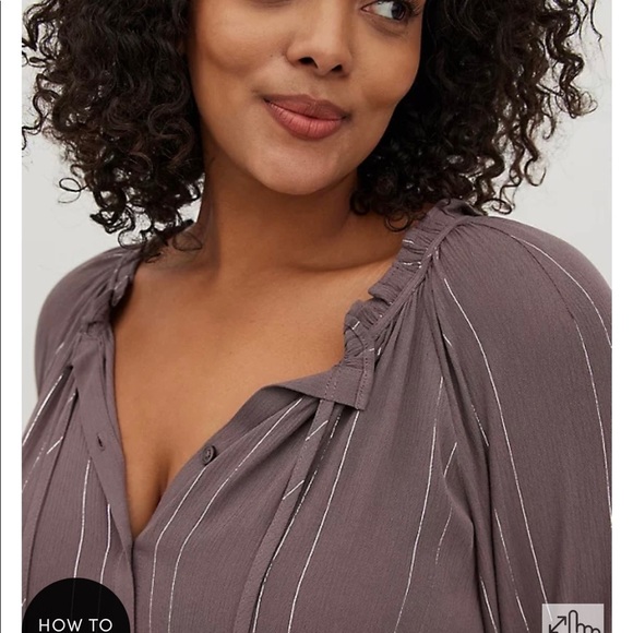 Torrid Purple Stripe Blouse - Picture 3 of 13